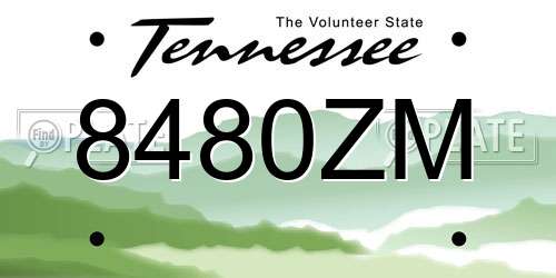 8480ZM Tennessee License Plate