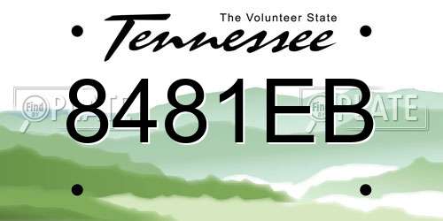 8481EB Tennessee License Plate