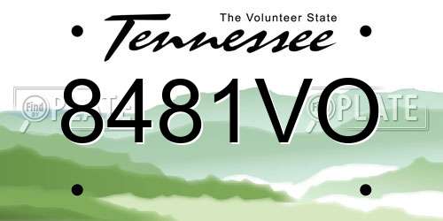 8481VO Tennessee License Plate