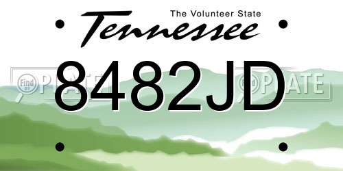 8482JD Tennessee License Plate