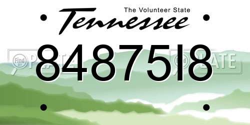 84875I8 Tennessee License Plate