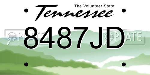 8487JD Tennessee License Plate