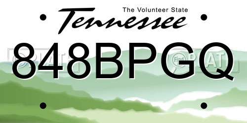 848BPGQ Tennessee License Plate
