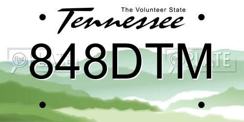 848DTM Tennessee License Plate