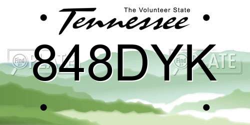848DYK Tennessee License Plate