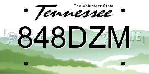 848DZM Tennessee License Plate