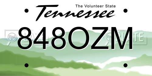 848OZM Tennessee License Plate