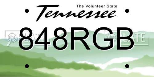 848RGB Tennessee License Plate