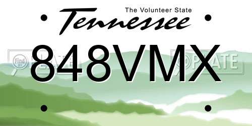 848VMX Tennessee License Plate