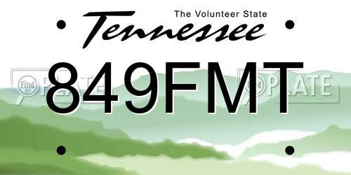 849FMT Tennessee License Plate