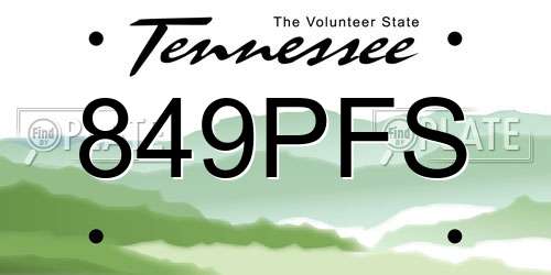 849PFS Tennessee License Plate