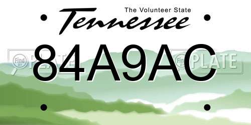 84A9AC Tennessee License Plate