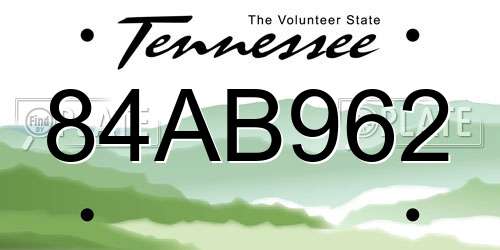 84AB962 Tennessee License Plate
