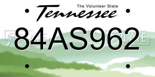84AS962 Tennessee License Plate