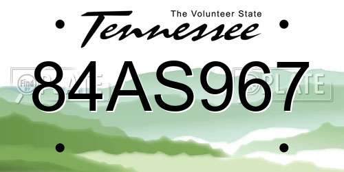 84AS967 Tennessee License Plate