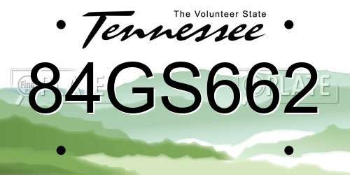84GS662 Tennessee License Plate