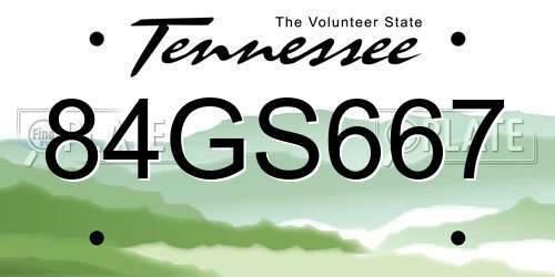 84GS667 Tennessee License Plate