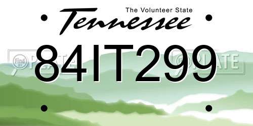 84IT299 Tennessee License Plate