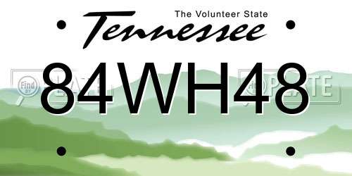 84WH48 Tennessee License Plate