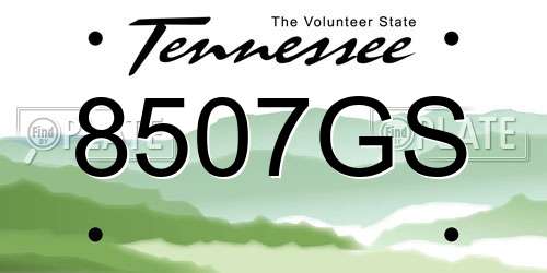 8507GS Tennessee License Plate