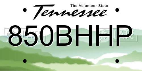 850BHHP Tennessee License Plate