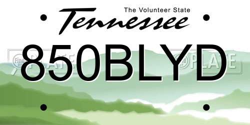 850BLYD Tennessee License Plate