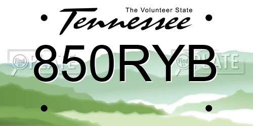 850RYB Tennessee License Plate
