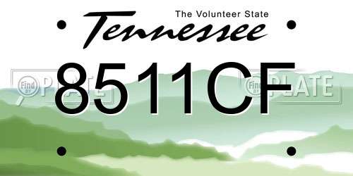 8511CF Tennessee License Plate
