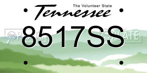8517SS Tennessee License Plate