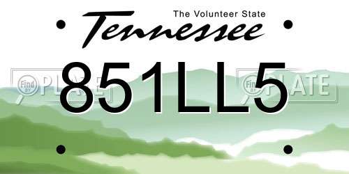 851LL5 Tennessee License Plate
