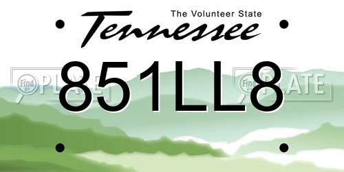 851LL8 Tennessee License Plate