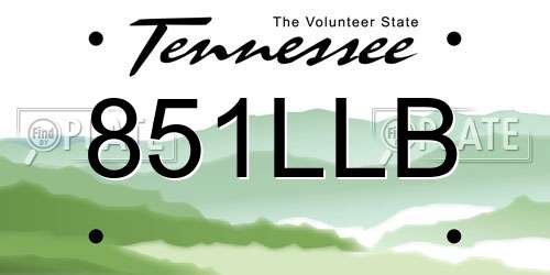 851LLB Tennessee License Plate