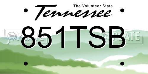 851TSB Tennessee License Plate