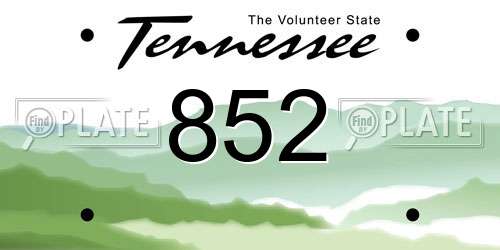 852 Tennessee License Plate