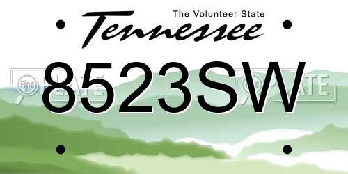 8523SW Tennessee License Plate