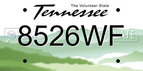 8526WF Tennessee License Plate