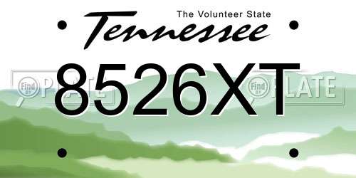 8526XT Tennessee License Plate