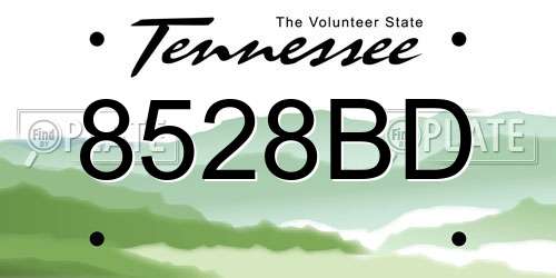 8528BD Tennessee License Plate