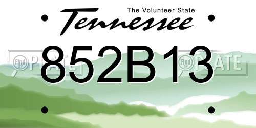 852B13 Tennessee License Plate