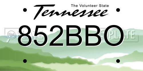 852BBO Tennessee License Plate