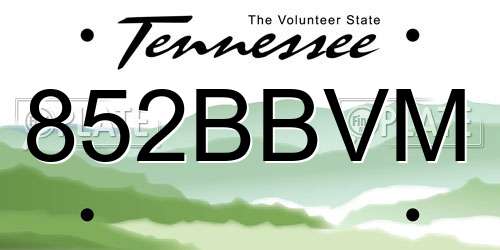 852BBVM Tennessee License Plate
