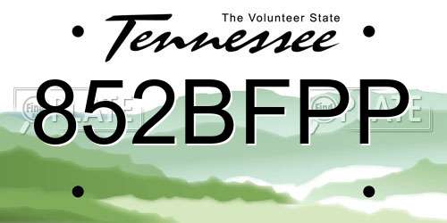 852BFPP Tennessee License Plate