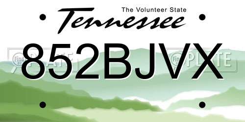 852BJVX Tennessee License Plate