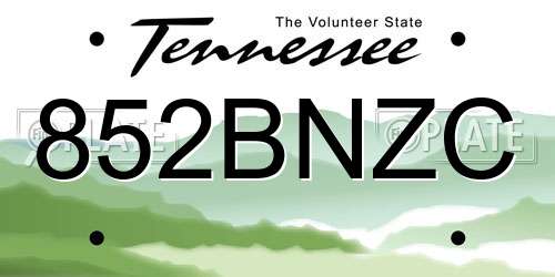 852BNZC Tennessee License Plate