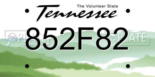 852F82 Tennessee License Plate