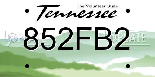 852FB2 Tennessee License Plate