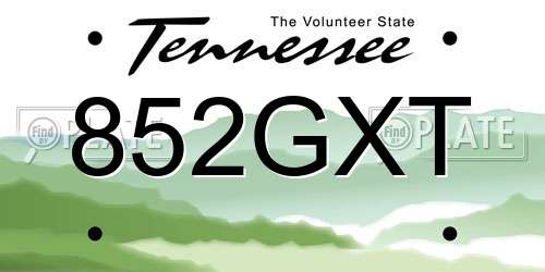 852GXT Tennessee License Plate