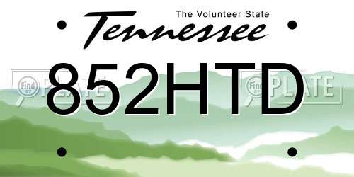 852HTD Tennessee License Plate