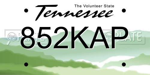 852KAP Tennessee License Plate