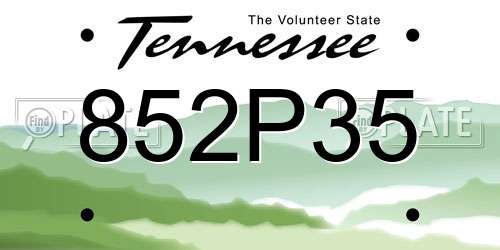 852P35 Tennessee License Plate